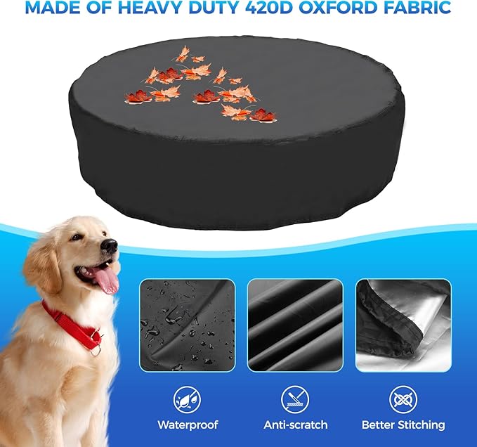 87 inch Foldable Dog Pet Bath Pool Cover, Portable Round Collapsible Pool Cover with Oxford Cloth Material and Drawstring Design for Dog Pet Pool, Waterproof and Dustproof (Black)-PurrikoPets
