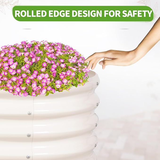 Galvanized Raised Garden Bed Outdoor- 2 Pcs Raised Beds for Gardening| Metal Planter Box, Steel Raised Garden Bed Kit with Gloves for Vegetables, Flower, Herbs (4x2x1.4FT, White)-PurrikoPets