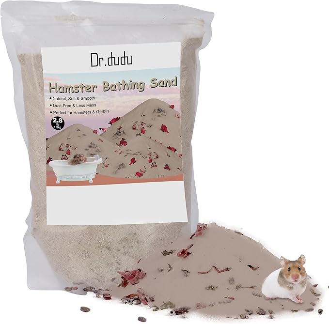 DR.DUDU Hamster Bath Sand, 2.8lb Dust Free Desert Sand or Potty Litter Sand for Hamster Chinchillas Gerbil Syrian Mice Small Animals (Beige, Flower Smell)-PurrikoPets
