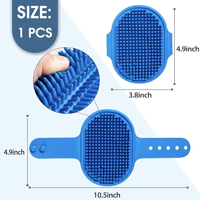 Dog Grooming Brush, Lilpep Pet Shampoo Bath Brush Soothing Massage Rubber Comb with Adjustable Ring Handle for Long Short Haired Dogs and Cats (Blue, pack of 1)-PurrikoPets