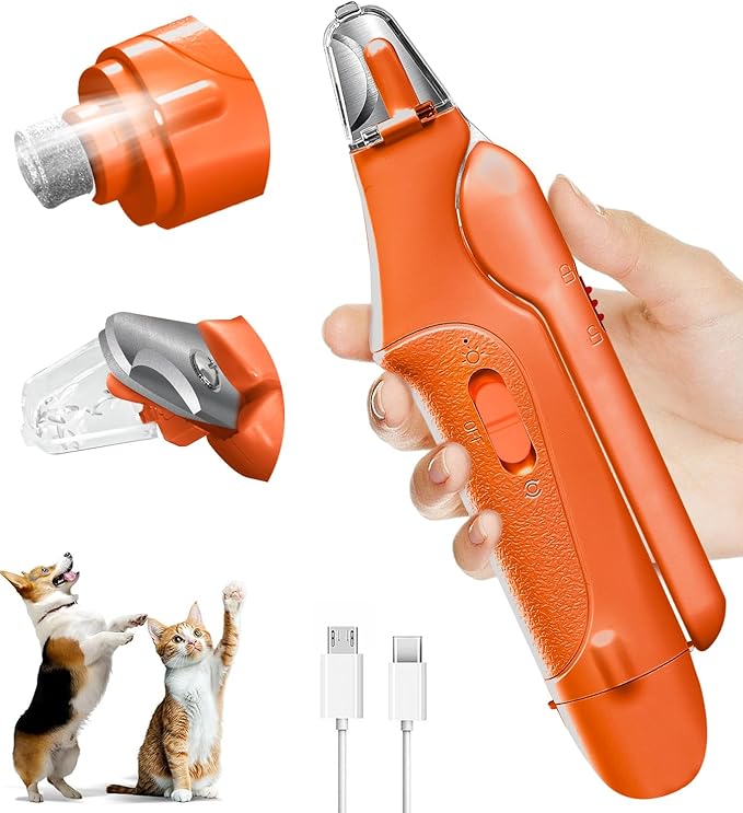2 in 1 Dog Nail Clippers & Cat Nail Clippers Trimmers for Large Medium Small Dogs Cats Claw Trimmer Quick Sensor and Safety Guard USB Rechargeable Dogs Nail Trimmer with Catcher & 2 LED Lights-PurrikoPets