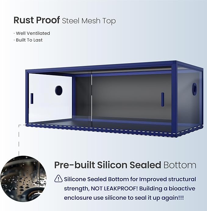 85 Gallon Snake Enclosure, Front Opening Reptile Tank for Easy Maintenance, Reptile Terrarium with Top Screen Ventilation 48''x24''x18''-PurrikoPets