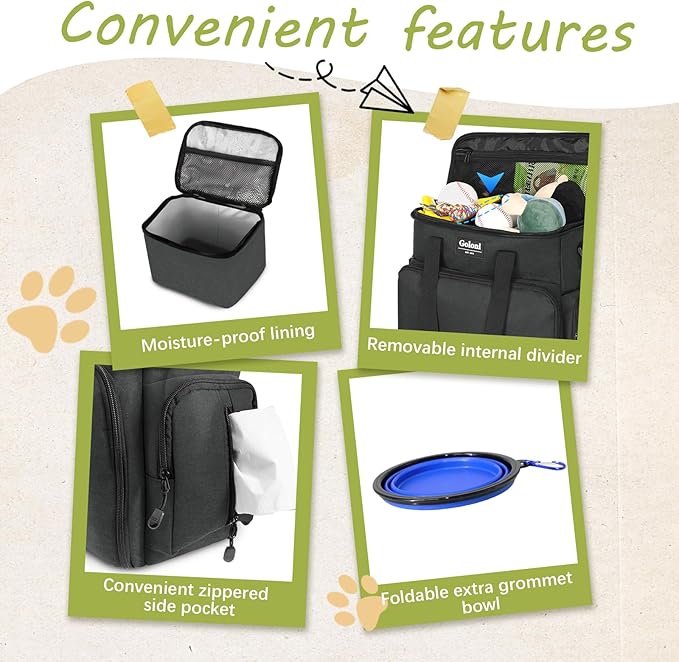 Dog Travel Bag Airline Approved–Pet Travel Tote with Collapsible Bowls,Food Containers & Feeding Mat–Multi-Pocket Organizer for Dogs & Cats, Durable & Water-Resistant for Hiking,Trips,Outdoors-PurrikoPets