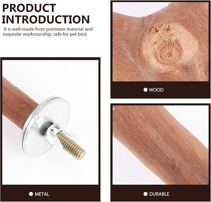 2pcs Bird Parrot Perch Stand Poles, Natural Wooden Parrot Perch for Cage, Branches Fork Rod for Small Parakeets Cockatiels Conure Lovebirds Bird Cage Accessories-PurrikoPets