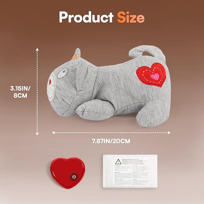 ALL FOR PAWS Heartbeat Cat Plush Toy – Calming Kitten Companion with Realistic Heartbeat, Anxiety Relief for Indoor Cats Dogs Pets-PurrikoPets