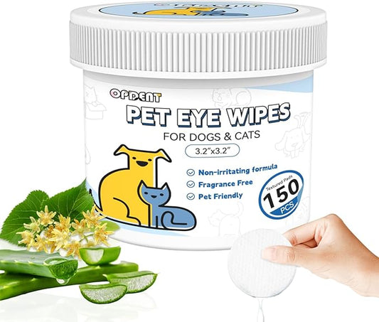 150Pcs Eyes Wipes for Dogs - Tear Stain Remover for Dogs - Dog Eye Cleaner, Eye Debris, Discharge, Mucus Secretions - Eye Wipes for Dogs & cat Eye Wipes - 3.2 inches-PurrikoPets