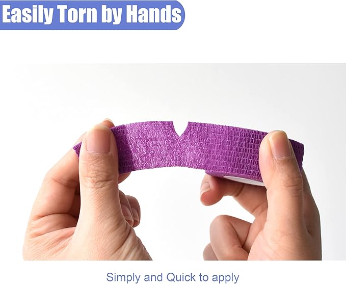 9 Pack 1" x 5 Yards Self Adhesive Bandage Wrap Self Stick Wrap for Ankle, Wrist, Finger, Sports, Breathable Cohesive Vet Tape for Pets (Purple)-PurrikoPets