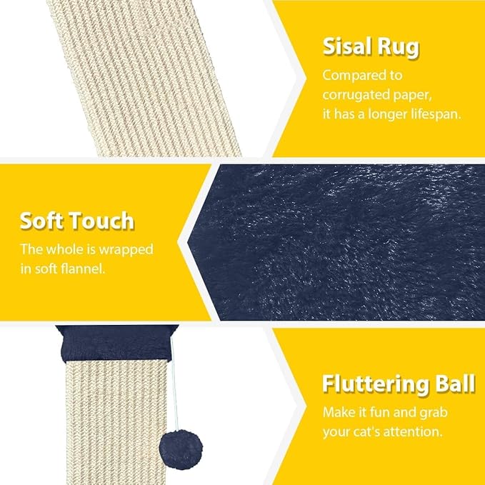 AGYM Cat Scratching Post, 32 Inch Cat Scratch Post for Cats and Kittens, Protect Your Furniture and Exercise Cats, Nature Sisal Modern Cat Scratcher for Indoor Cats, Blue-PurrikoPets