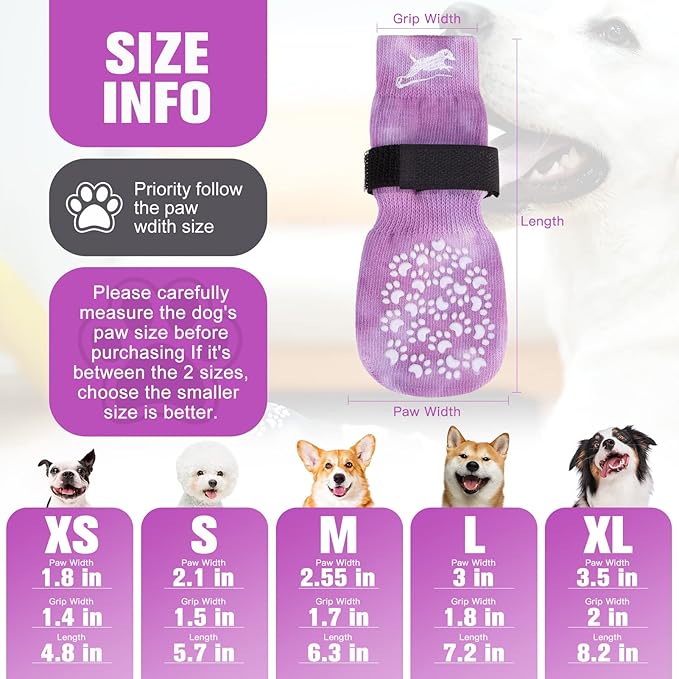 EXPAWLORER Anti Slip Dog Socks to Prevent Licking Paws, Dog Shoes for Hot Pavement, Dog Booties for Small Medium Large Senior Dogs, Traction Control Dog Boots & Paw Protectors for Hardwood Floors-PurrikoPets