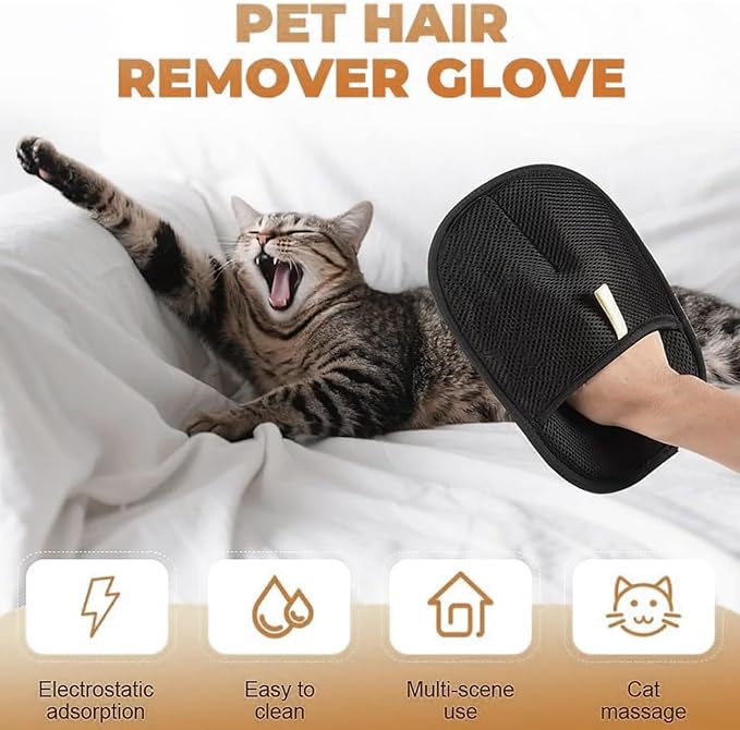 2025 Upgraded Pet Hair Removal Glove |Double-Sided – Reusable Grooming & Bathing Glove for Dogs and Cats |Soft Silcone Touch |Easy Deshedding and Cleaning Mitt (Black, 3 PCS)-PurrikoPets