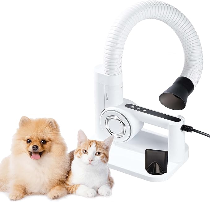 DUZ V3 Professional Quality Pet Dryer: 2-in-1 Portable & Hands-Free Grooming, Low-Noise & Stress-Free Drying, Multi Speed & Temperature, Comfortable for All Dogs and Cats-PurrikoPets