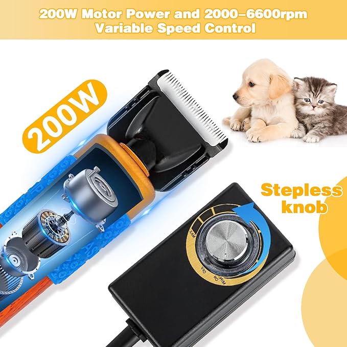 Dog Shears,Plug-in Electric Pet Shaving and Grooming Kit,200W 10ft Sheep Shears Includes 2 Blades, Low Noise & Vibration Design for Dogs Cat Goat,Perfect Dog Clippers for Families with Pets-PurrikoPets