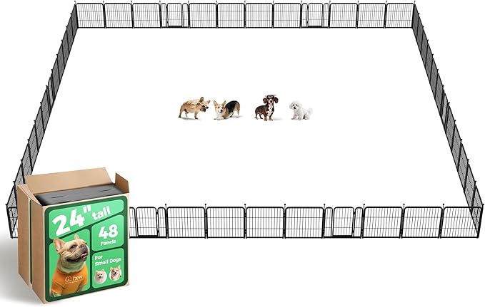 FXW Rollick Unleashed Dog Playpen for Indoor, Yard, RV Camping, 24 inch 48 Panels for Small and Puppy Dogs, Black│Patented-PurrikoPets