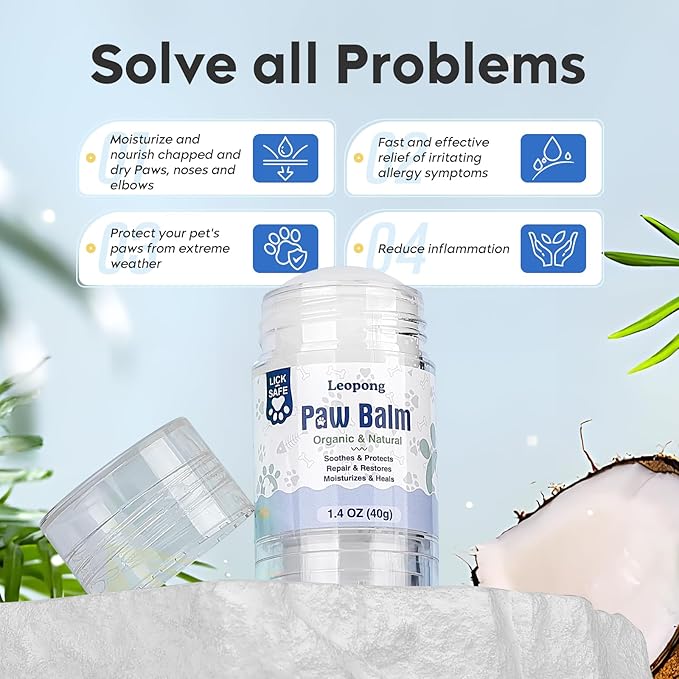 Dog Paw Balm, Moisturizer & Protection for Cracked Dry & Damaged Paws, Nose & Elbows Natural Lick Safe Dog Nose Balm-PurrikoPets