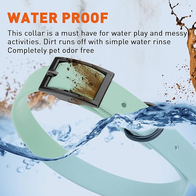 Dogline Biothane Waterproof Dog Collar Strong Coated Nylon Webbing with Black Hardware Odor- Proof for Easy Care Easy to Clean High Performance Fits Small Medium or Large Dogs, Sage Green-PurrikoPets