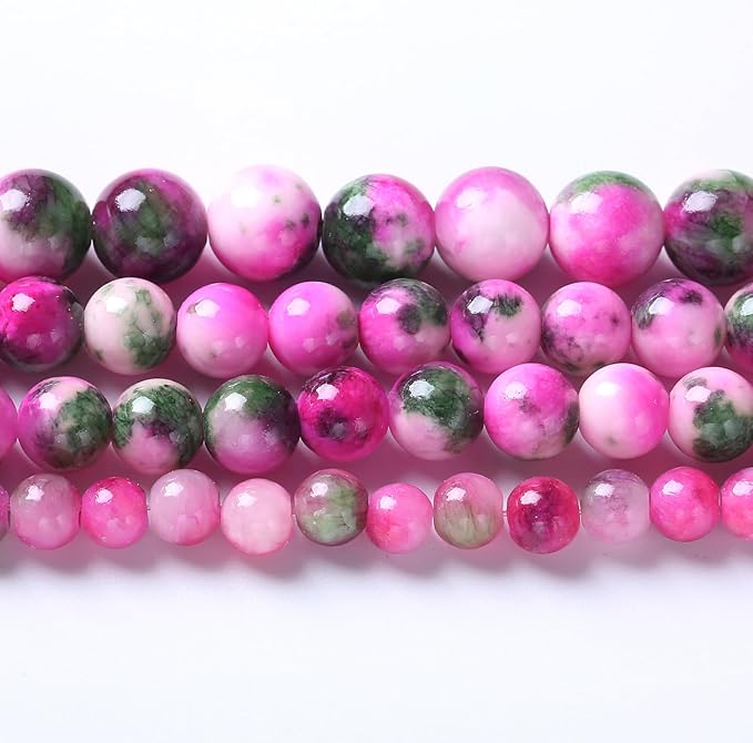 8MM 46PCS Pink Green Persian Jade Spacer Loose Beads for Jewelry Making DIY Bracelet Necklace