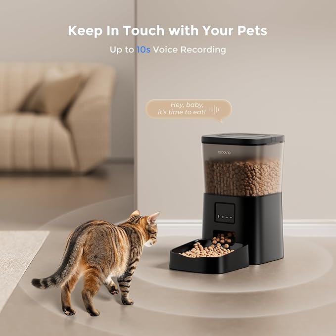 Espelho Automatic Cat Feeders WiFi: Food Dispenser with App Control 2.4Ghz WiFi- Smart Timed Cats Feeder with Voice Recorder| 4L Auto Pet Feeder for Cat and Small Dog- Up to 10 Meals per Day-PurrikoPets