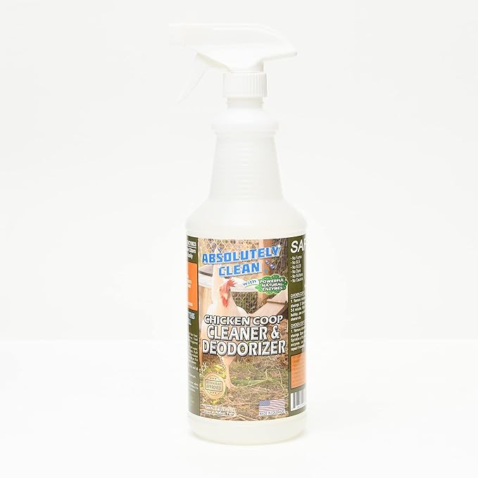 Absolutely Clean Chicken Coop Cleaner and Deodorizer, Veterinarian Approved, Powerful, Natural Enzyme Cleaner Safely Eliminate Tough Messes and Odors, Made in Colorado-PurrikoPets