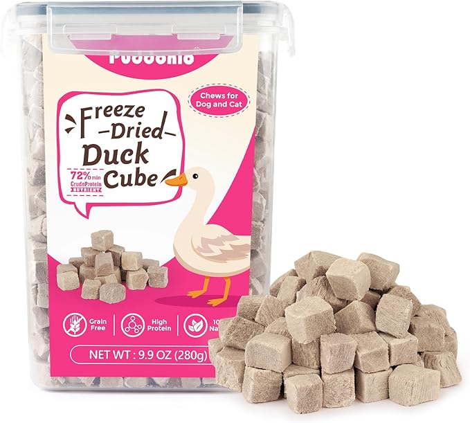 Freeze Dried Cats & Dogs Raw Treats, All Natural Single Ingredient Duck Breast, High Protein Healthy Pet Training Treats or Food Topper, 9.9 oz-PurrikoPets