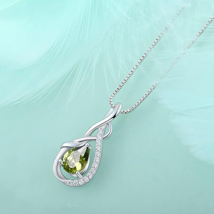 STARCHENIE Infinity Teardrop Pendant Necklace for Women 925 Sterling Silver Birthstone Jewelry