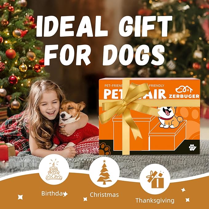 Dog Stairs with Storage 12" H, 2-Step Wider Dog Steps for Dogs Cats, Folding Sturdy Pet Stairs Climbing Sofa Couch, Ramp for Car Hold Up to 150 lbs (Gray, No Condo)-PurrikoPets