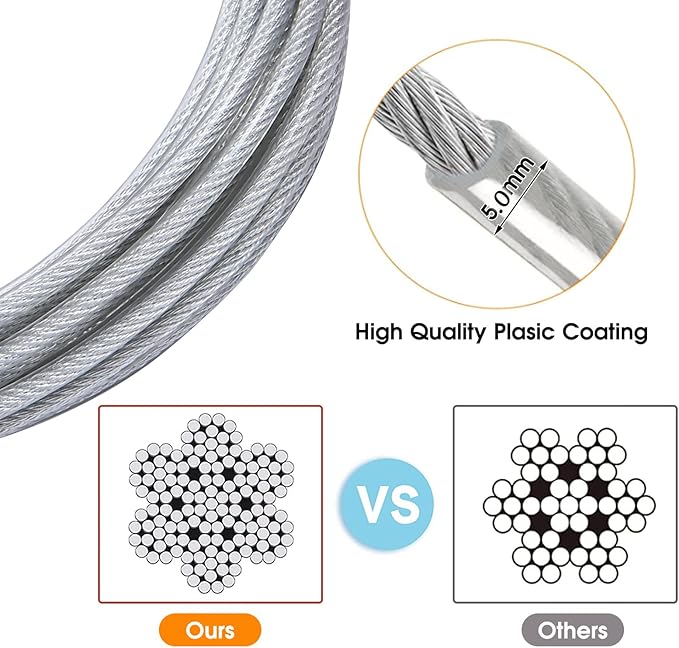 Dog Tie Out Cable for Dogs Outside Up to 125/250lbs,10/20/30/50FT Long Dog Leashes&Chains,Small-Large Dogs Runner Cable for Yard,Heavy Duty Lead Line for Outdoor,Camping,Yard(250lbs 20FT, Silver)-PurrikoPets