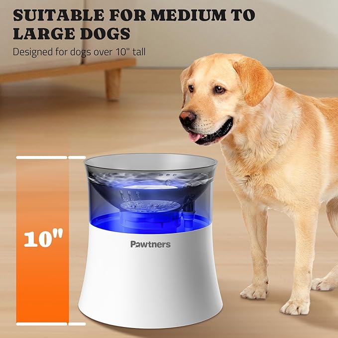 Dog Water Fountain with Vortex Filtration Design, 3.5L/123oz Elevated Dog Water Bowl for Large Medium Dogs & Cats, Automatic No Spill Water Dispenser with Deep Drinking Area and Ultra-Quiet Pump-PurrikoPets