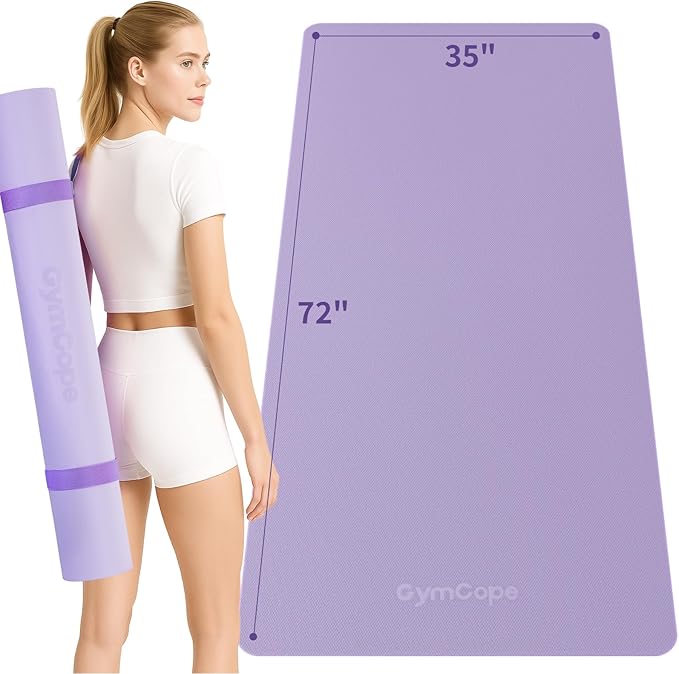 Extra Large Yoga Mat - 72"x35", 72"x48", 78"x57" - Wide TPE Exercise Mat for Home, Stretching, Couples & Family Workouts - 6-12mm Thick, Non-Slip & Waterproof - with Carry Bag and Straps-PurrikoPets