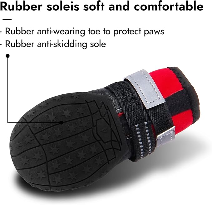 Dog Shoes Winter Snow Boots for Large Size Medium Dogs Reflective Anti-Slip Paw Protectors for Rain Booties Hot Pavement Hardwood Floors Running Water-Resistant Dog Shoes(Red, 2# (2XS))-PurrikoPets