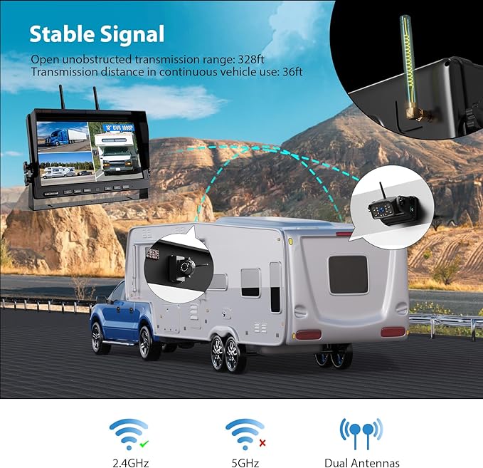 3 Magnetic Wireless Backup Camera with HD 1080P 10" DVR Monitor, 1-Rear View 2-Side View Cameras Wireless System for RV Trailer Trucks, Built-in 9600mAh Battery,Night Vision,Recording- ZEROXCLUB BC103-PurrikoPets