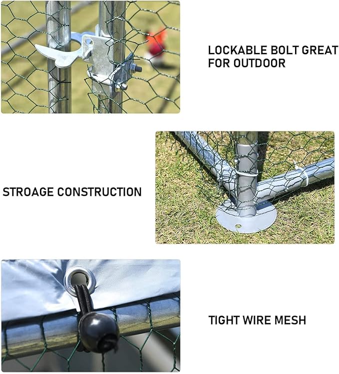 1.26’’ Large Metal Chicken Coop Walk in, Chicken Pen for Chickens, Outdoor Chicken Runs Coops Dog Kennel, Spire Roofed Chicken Runs for Yard with Anti-Ultraviolet Cover (9.8’Lx26.2’Wx6.4’H)-PurrikoPets