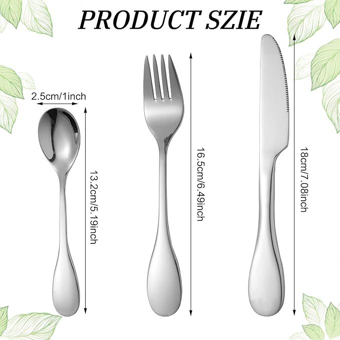 7 Pieces Bariatric Eating Portion Control Flatware Bariatric Management Silverware Serving Spoons Forks Knives Stainless Steel Weight Loss Utensils with Fabric Storage Bag-PurrikoPets