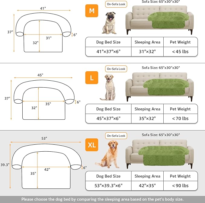 GGIB Calming Dog Bed Fluffy Plush Dog Mat for Furniture Protector with Removable Washable Cover for Large Medium Small Dogs and Cats (Extra Large (53x39.3x6), Grass Green)-PurrikoPets