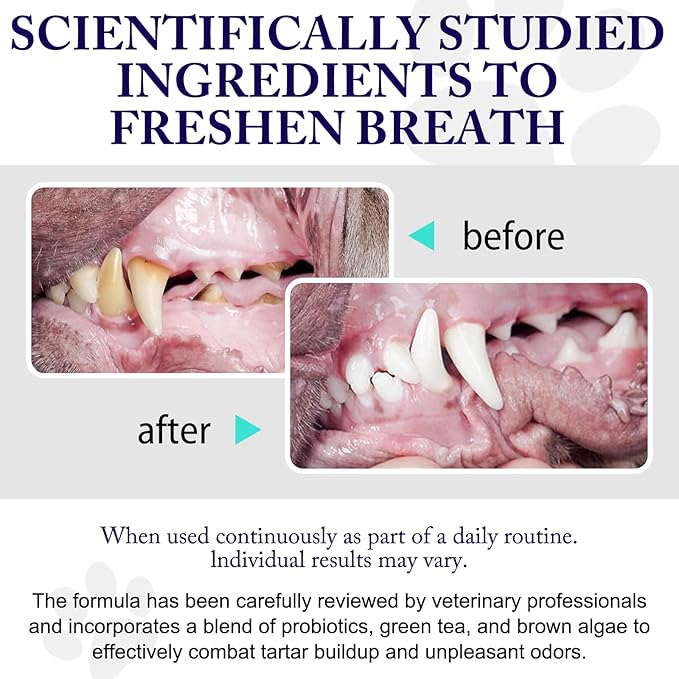 Dog Teeth Cleaning Powder - Dog Dental Powder - Targets Tartar & Reduces Plaque & Bad Breath - Teeth Cleaning Made Easy Eliminate - Formulated for Small, Medium, Large Dogs (2PCS)-PurrikoPets