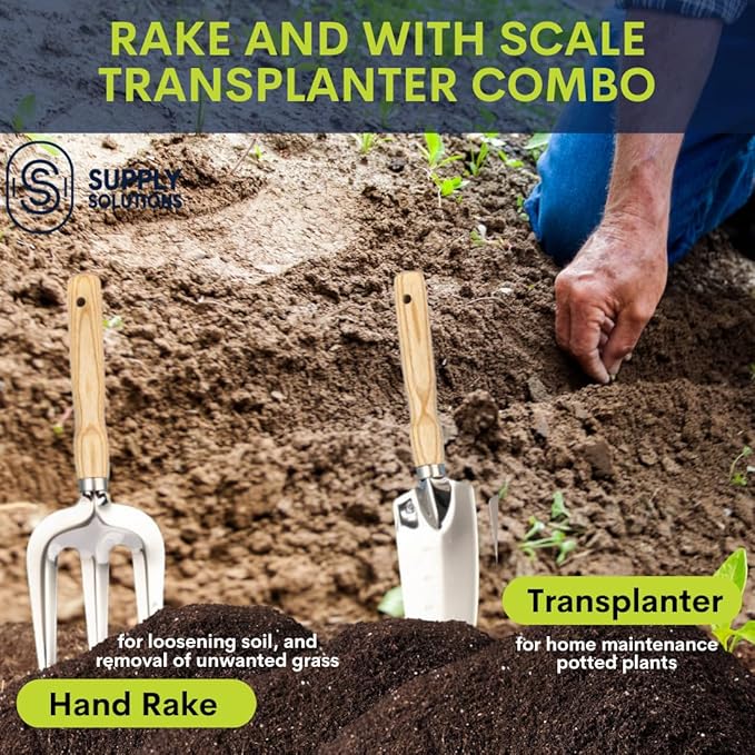 Gardening Tools - Perfect Garden Tools for Women or Men - Small Heavy Duty Gardening Hand Tools with Trowel, Transplanter, Fork, Rake, and Cultivator - Ergonomic Design Gardening Kit-PurrikoPets