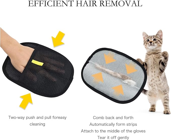 5pc Pet Hair Removal Gloves, Reusable Cats & Dogs Pet Hair Removal Tool,Efficient Pet Hair Removal Electrostatic Gloves is Suitable for Clothes, Sofas, Beds and Carpets-PurrikoPets