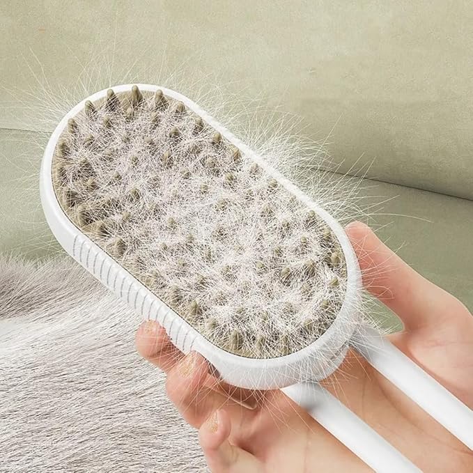 Generic Cat Steam Brush,Rechargeable with Handle,Self-Cleaning Grooming Tool,for Cats and Dogs,4 In1 Cat Steamy Brush, Multifunctional Hair Comb for Removing Tangled and Loose Hair (white)-PurrikoPets