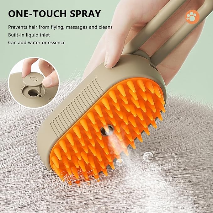 3 in 1 Cat Steam Brush, Pet Steam Cats Brushes Rechargeable Anti-Static Grooming Brushe, Vibration Massage Cleaning Shedding & Combing Multifunctional Hair Removal Comb for Cats Dog (White)-PurrikoPets