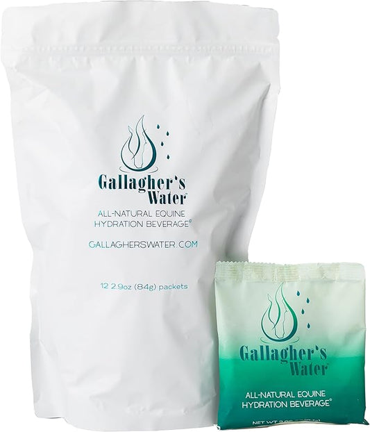 Gallagher's Water 12 Pack All-Natural Equine Hydration Treat - Enhancement Powder Mix Horse Drink Treat to Help Encourage to Drink Water - Made with All Natural Ingredients, FEI Compliant-PurrikoPets