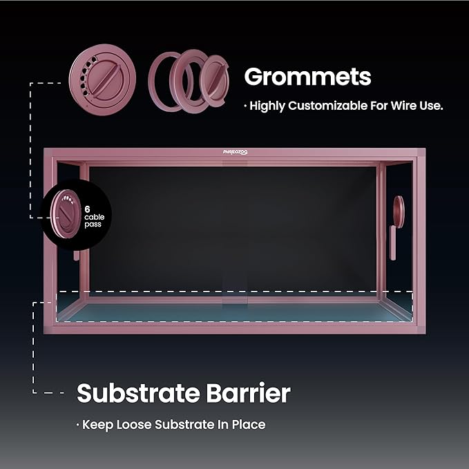 50 Gallon Bearded Dragon Tank, Reptile Enclosure for Easy Maintenance, Front Opening Reptile Tank with Top Screen Ventilation & Glass Sliding Door 36''x18''x18''-PurrikoPets