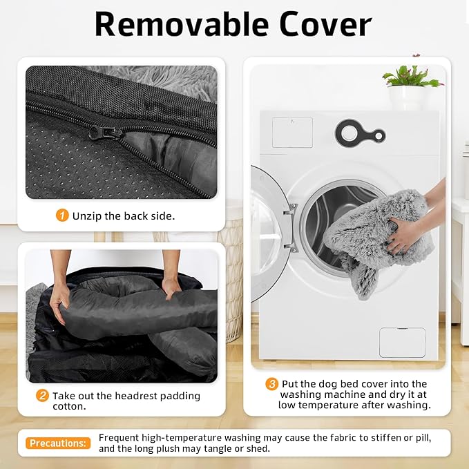 GGIB Calming Dog Bed Fluffy Plush Dog Mat for Furniture Protector with Removable Washable Cover for Large Medium Small Dogs and Cats (Extra Large (53x39.3x6), Grey)-PurrikoPets