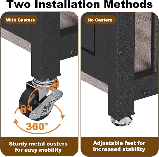 EasyCom 42"/41"/33" XL Dog Crate Furniture with Casters, Heavy Duty Dog Kennel Indoor for Large and Medium Dogs, Double-Doors Sturdy Dog Cage for Anxiety Dog, Decorate House as TV Stand, Bedside Table-PurrikoPets