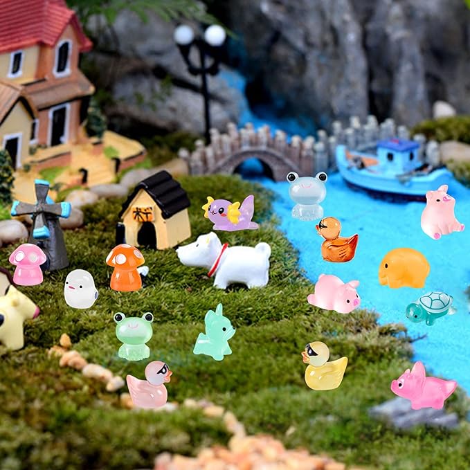 200 Pcs Mini Resin Animals Kit Accessories Variety Pack Glow Animal Figurines Resin Mini Ducks Figurines Accessories for Variety Pack for Garden Micro Landscape Aquarium Potted Dollhouse Decor-PurrikoPets
