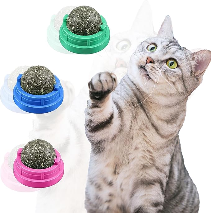 GATITOS Catnip Balls 1 Pcs, Catnip Ball for Cats Wall, Safe Healthy Kitten Chew Toys, Teeth Cleaning Dental Wall Treats, Edible Cats Lick Kitten Chew-PurrikoPets