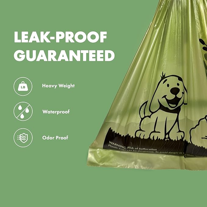 GORILLA SUPPLY Dog Poop Waste Bags with Dispenser and Leash Tie, 9" x 13", Green, 1000 Count-PurrikoPets