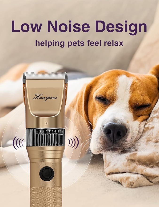 Dog Grooming Clippers, Professional Dog Clipper for Thick Coat 12V Plug-in Pet Trimmer High Power Pet Clippers Low Noise with Guard Combs Brush for Dogs Cats and Other Animal-PurrikoPets