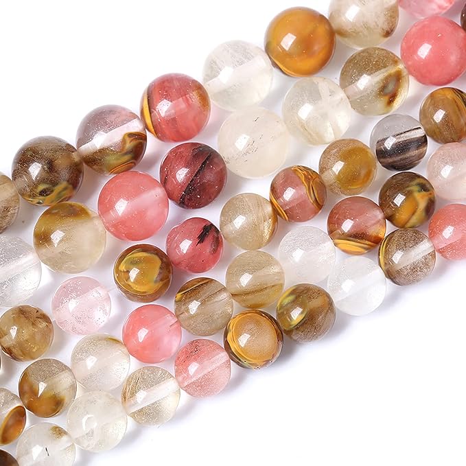 38PCS 10mm Natural Stone Beads Watermelon Tourmaline Gemstone Round Loose Spacer Beads for Jewelry Making DIY Bracelet Necklace 15 Inch,Energy Stone Healing Power