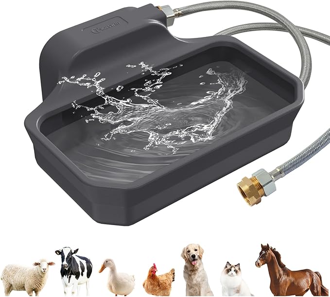 135OZ Automatic Water Dispenser for Large Dogs Patented Outdoor Dog Water Bowl Dispenser Automatic Dog Feeder Fit 3/4'' GHT Faucet Dog Waterer Include Water Hose Extra-Large Drinking Area-PurrikoPets
