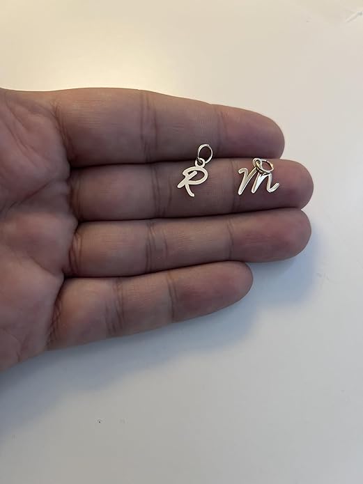 Jewelry Affairs 14K Yellow Gold Script Alphabet Initial Letter Charm Pendant, 14mm