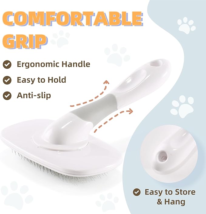 360°Rotating Dog and Cat Brush with Soft Pins Gentle Slicker Brush for Small Dogs Puppies Yorkies Poodles Cats Removes Loose Fur-PurrikoPets